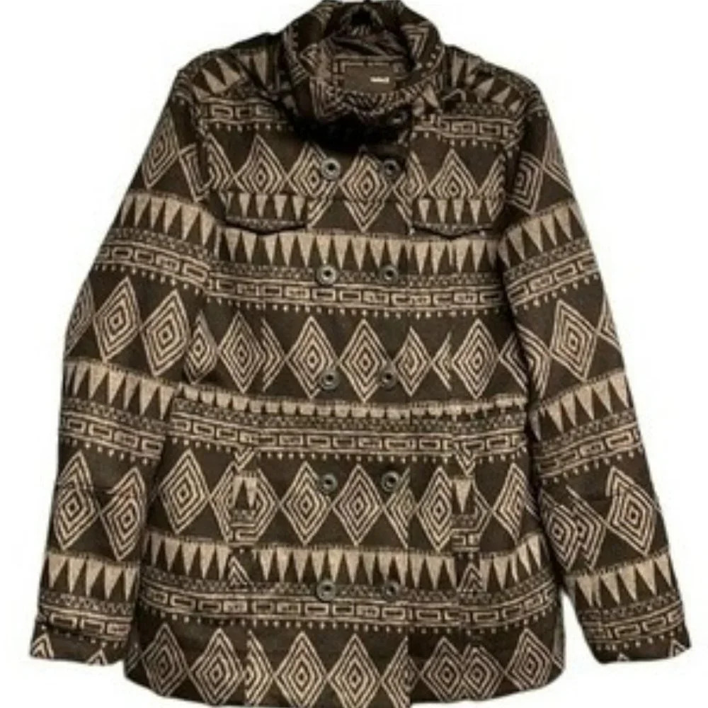 Women's Hurley Aztec Print Pea Coat‎ Size XL